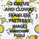 2 Circus and Clowns Seamless Patterns