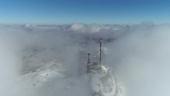 Stunning Mountain Winter Landscape of Stirovnik Peak with Telecommunication Tower, 