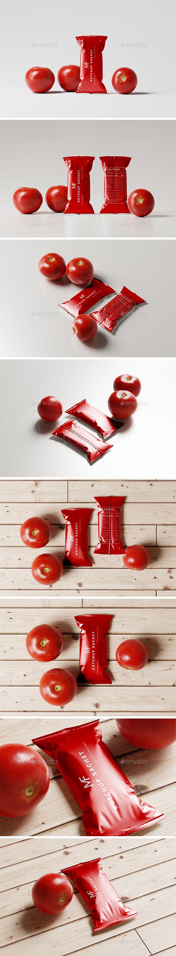 [DOWNLOAD]Tomato Ketchup Sachet Packet Mockups