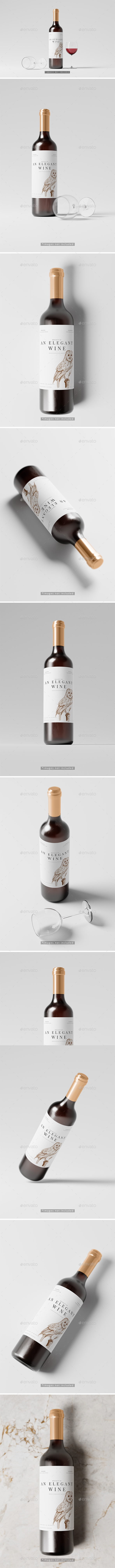 Elegant Red Wine Bottle Mockup Collection