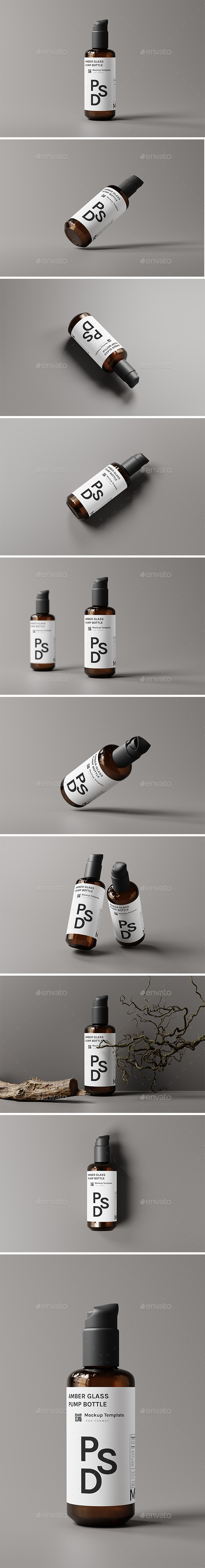 Pump Bottle with a Security Clip Closure Mockups