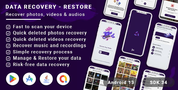 Data Recovery - Restore Data - Photos, Videos & Audios Recovery(android13 + SDK 34)