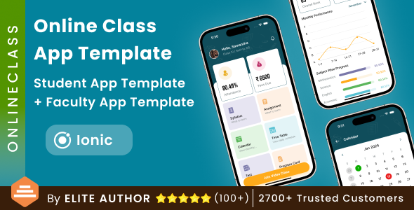 Online Class App Template | Coaching App | Online Exam eLearning App | Online Study App | Ionic