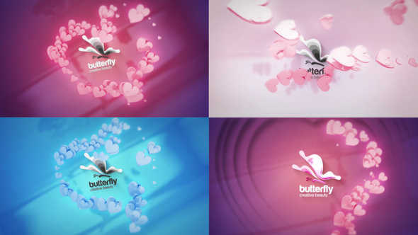 Romantic Lovely Hearts Logo Stings template preview