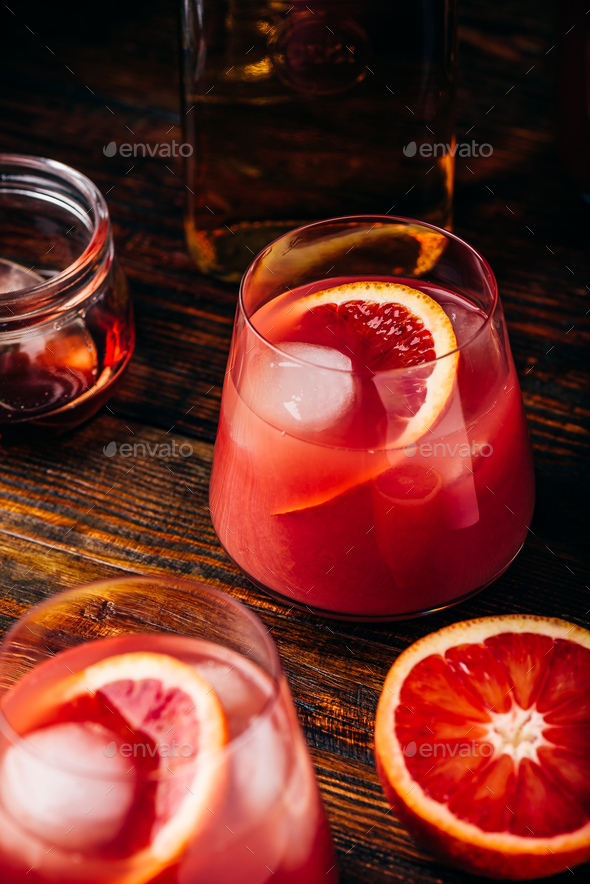 Whiskey sour cocktail with blood orange juice Stock Photo by Seva_blsv