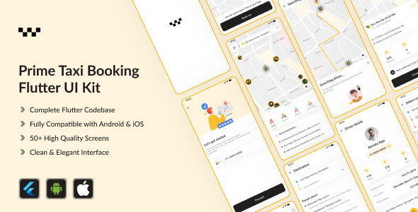 Prime Taxi Booking Flutter App UI Kit