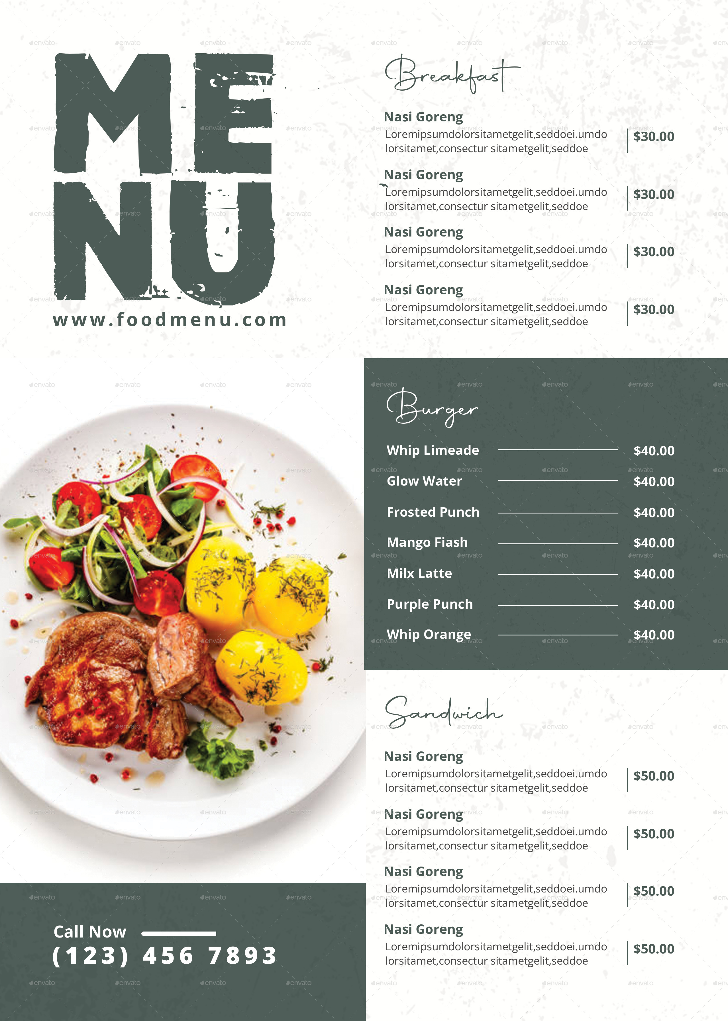 Food menu, Print Templates | GraphicRiver