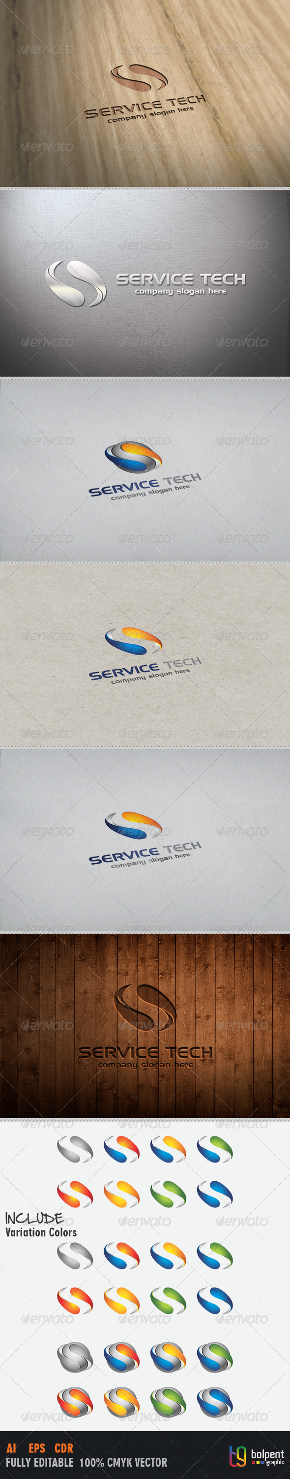 Service Tech Logo Template - 3d Abstract