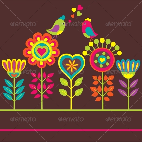 Decorative Colorful Flower Composition - Backgrounds Decorative