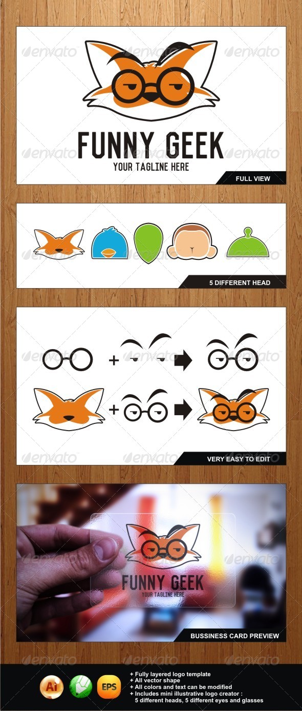 Funny Geek - Illustrative Logo for Geek Lovers - Objects Logo Templates