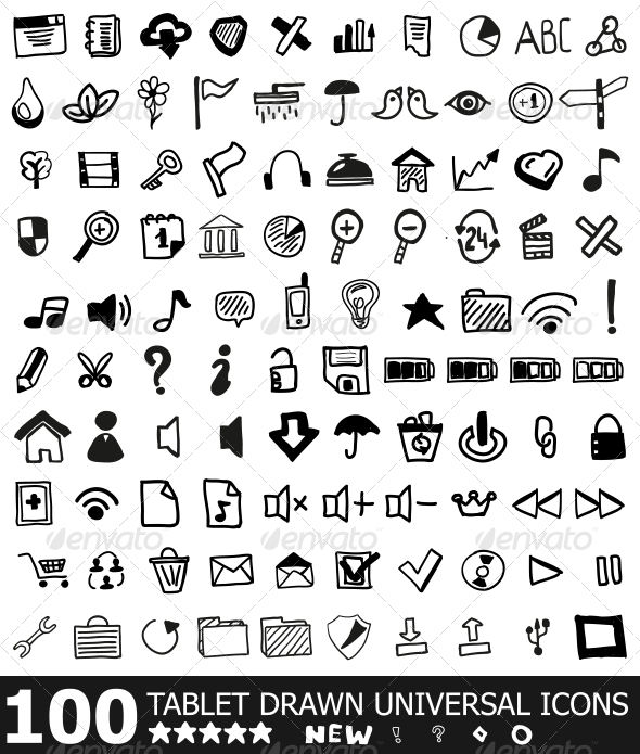 Hand-drawn web icon set - Web Elements Vectors