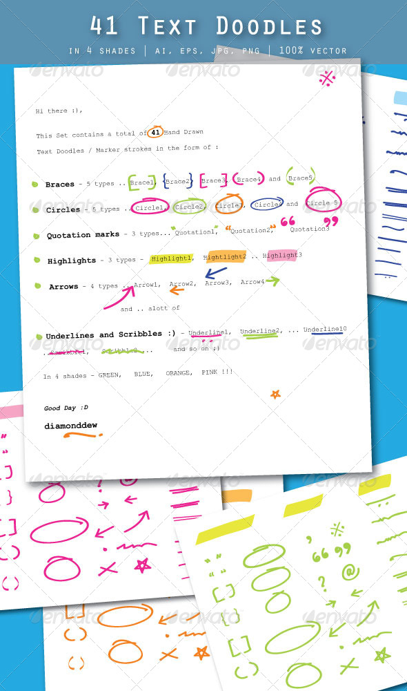 41 Text Doodles - Decorative Vectors