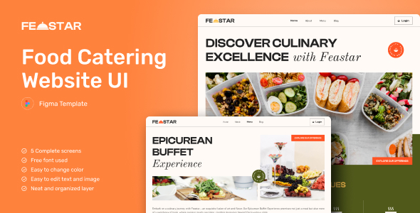 Feastar - Food Catering Website Figma Template