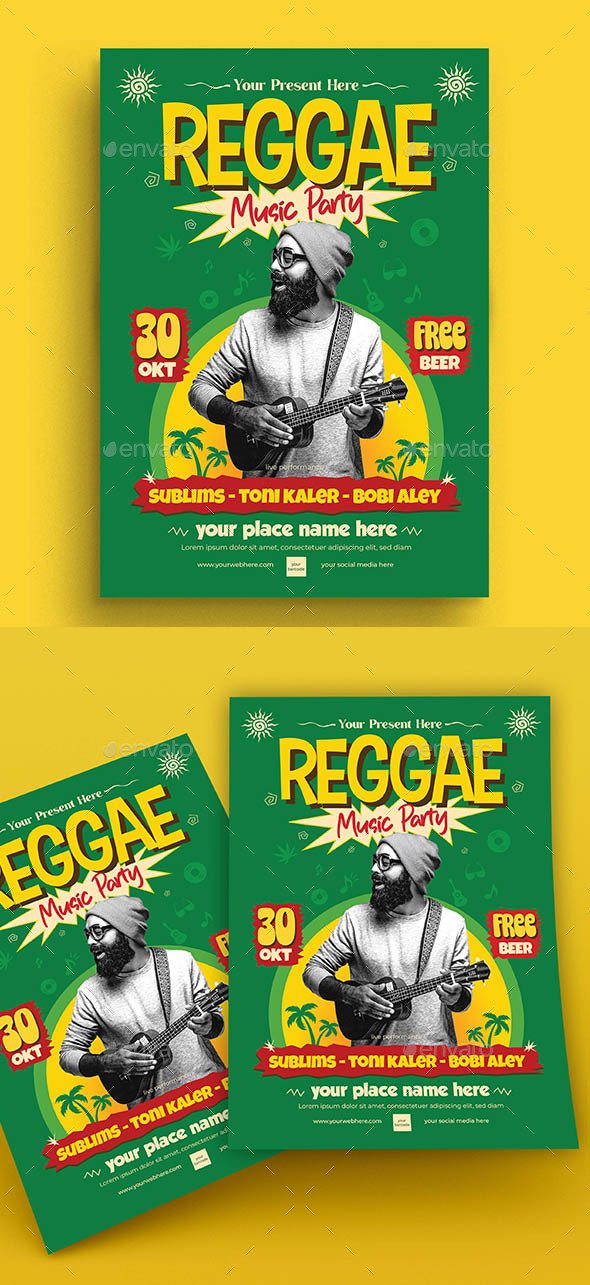 Reggae Music Party Flyer