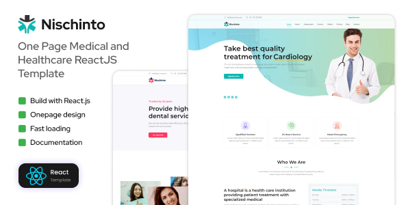 Nischinto - Medical and Healthcare ReactJS Template