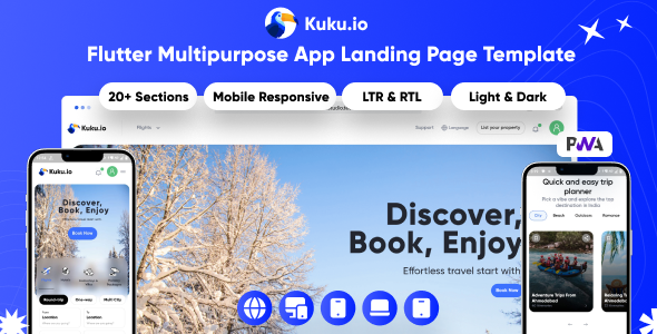 Kuku - Multipurpose Business, Saas & Travel Flutter Template | App Landing Page | Flutter Web Ui Kit