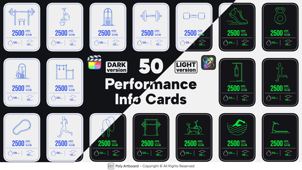 Fitness Performance Info Cards For Final Cut Pro X
