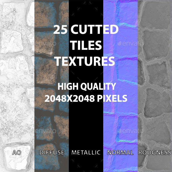 25 Cutted Tiles Textures for Unreal Engine 5.3