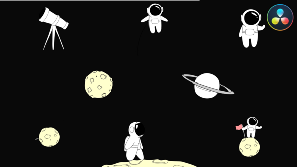 Cartoon Space Animations for DaVinci Resolve