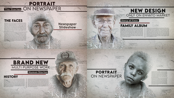 Portrait on Newspaper Premiere Pro template preview