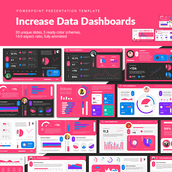 Increase Data Dashboards PowerPoint Presentation Template