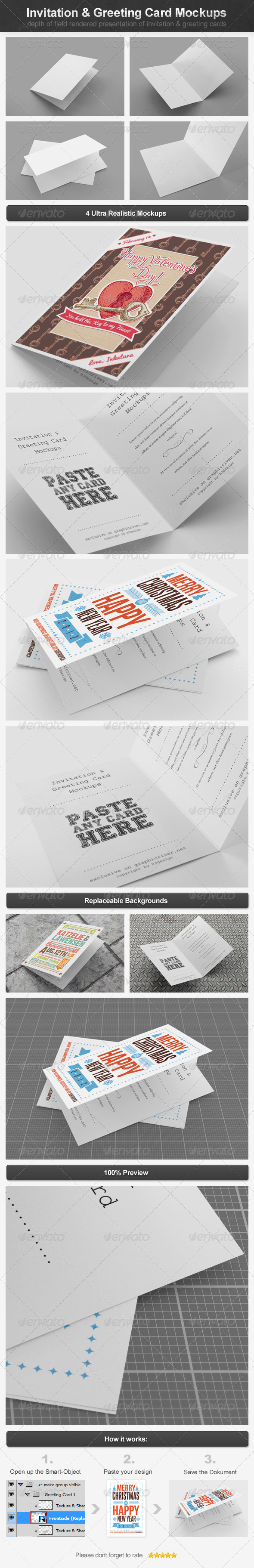 Invitation & Greeting Card Mockups - Miscellaneous Print