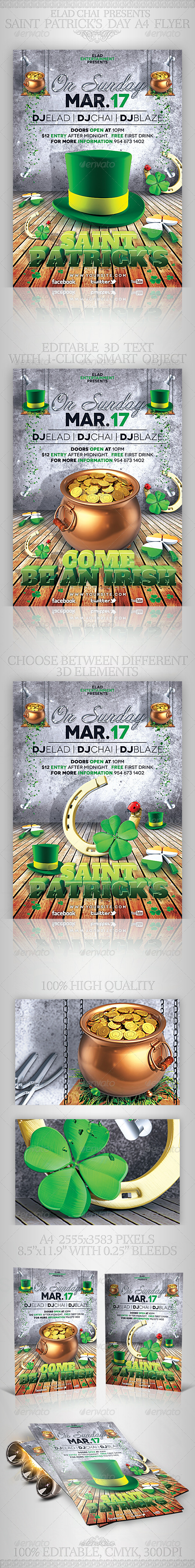 2014 St. Patrick's Day A4 Flyer Poster Template - Events Flyers