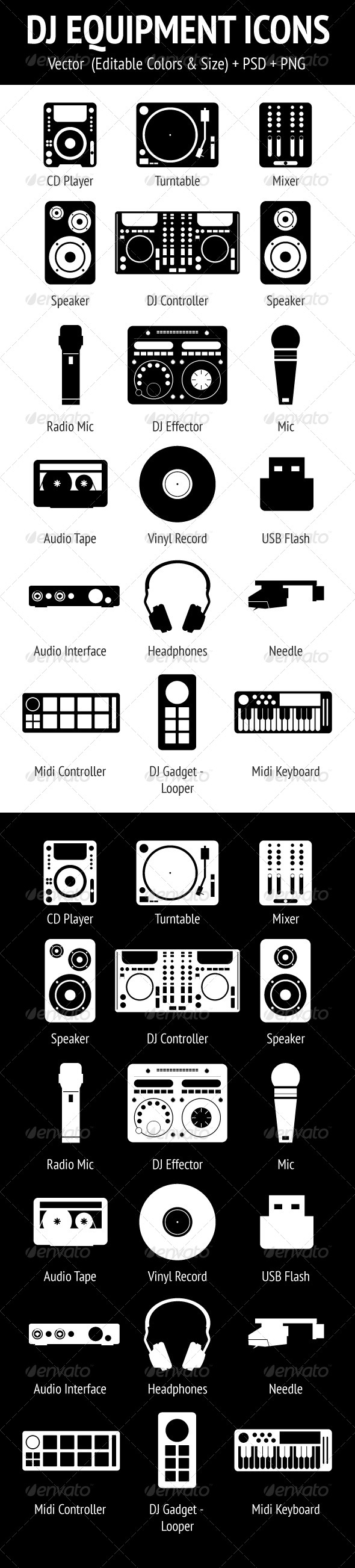 DJ Equipment Icons Set