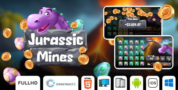 Jurassic Mines - Casino Game - HTML5 Game (Construct3)