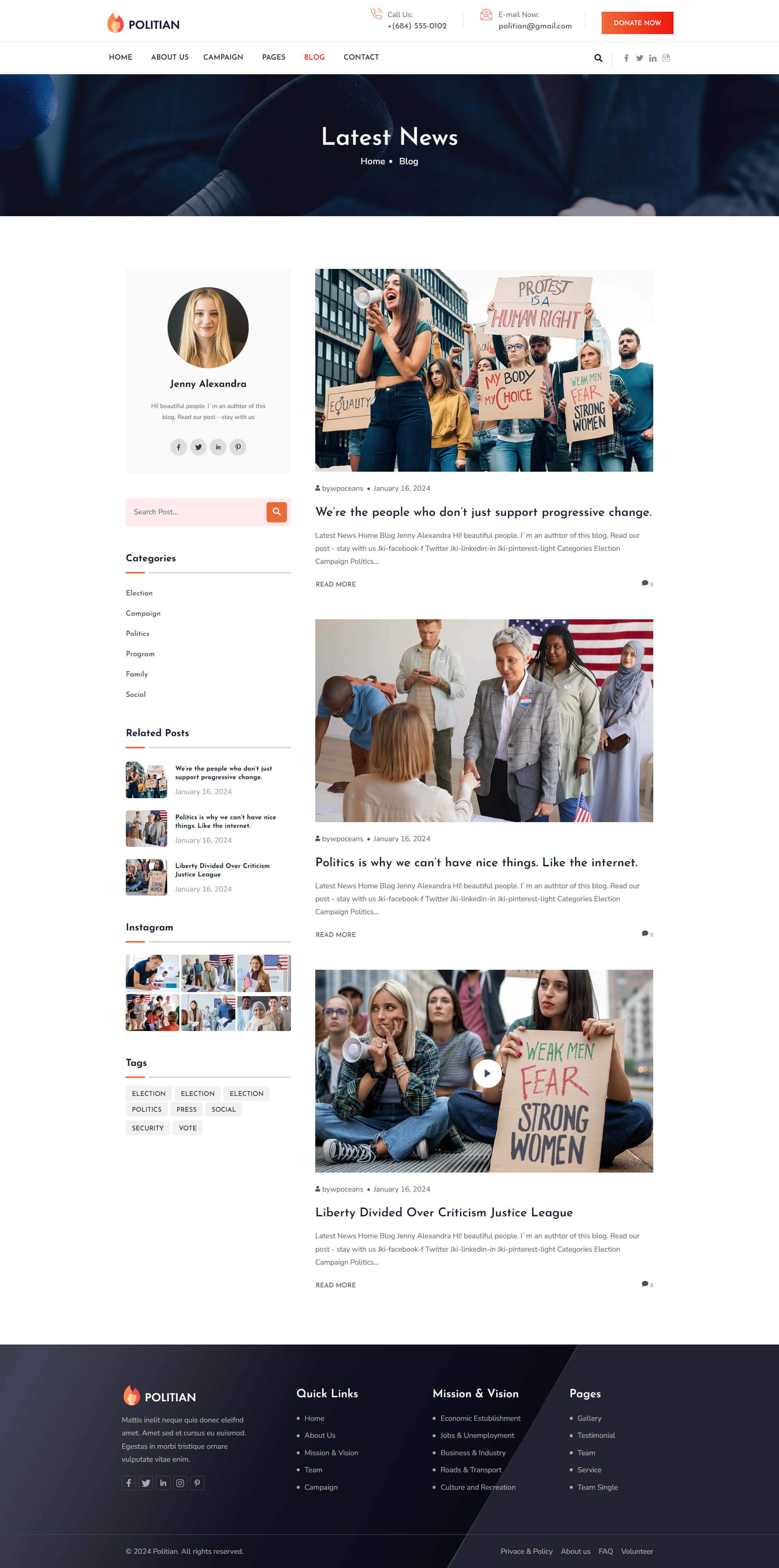 Politian Political Campaign & Elections Elementor Template Kit by