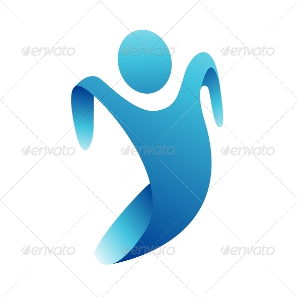 Blue Flying Man Concept Icon - Web Elements Vectors