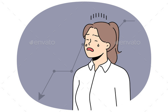 [DOWNLOAD]Unhappy Businesswoman Cry with Graph Go Down