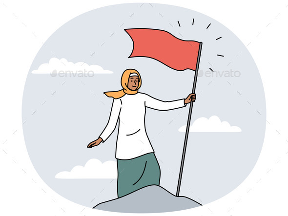 [DOWNLOAD]Arabic Woman Put Red Flag on Mountain Peak