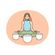 Calm Woman Meditate with Singing Bowls