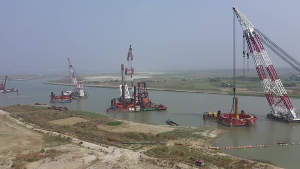 Aerial view of Padma bridge, Dhaka, Bangladesh. alt