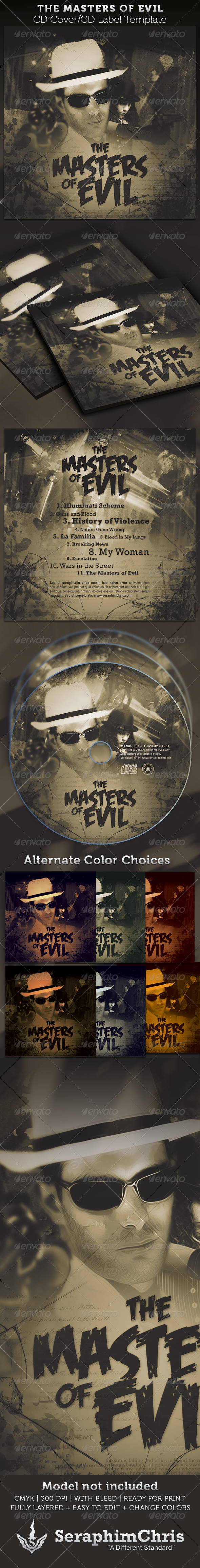 The Masters of Evil CD Cover Artwork Template - CD & DVD Artwork Print Templates