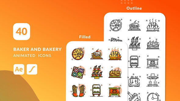 Baker And Bakery Animated Icons | After Effects