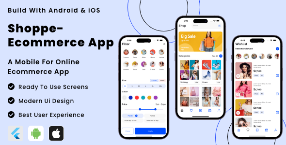 Shoppe eCommerce App - Online Shopping E-Commerce Flutter App UI Kit | Android | iOS Mobile App Temp