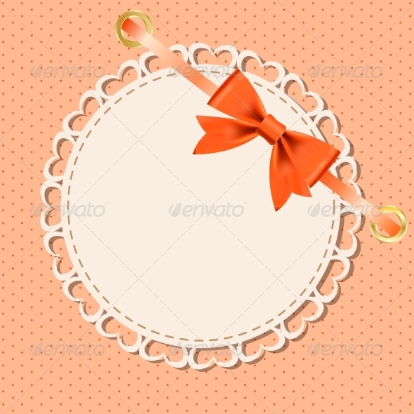 Vector Greeting Card with Frame and Bow - Abstract Conceptual