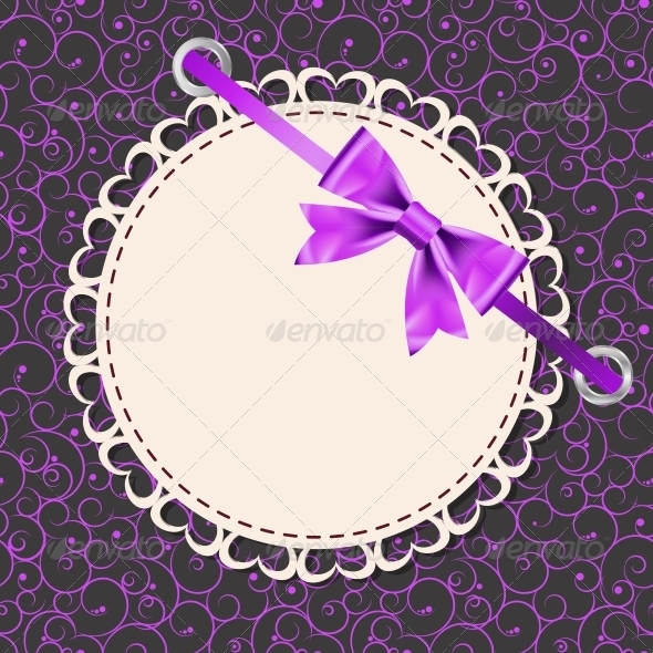 Vector Greeting Card with Frame and Bow - Christmas Seasons/Holidays
