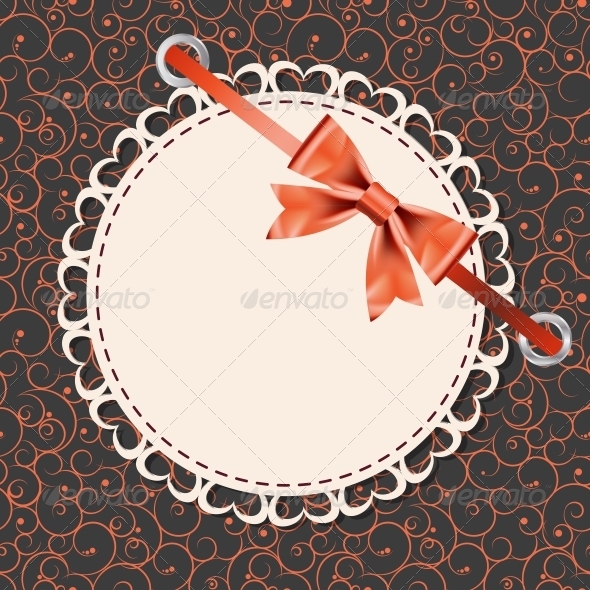 Vector Greeting Card with Frame and Bow - Christmas Seasons/Holidays