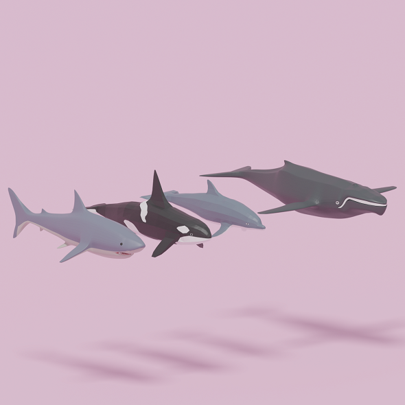 [DOWNLOAD]Cartoon Sea Animals Pack Low-poly 3D model