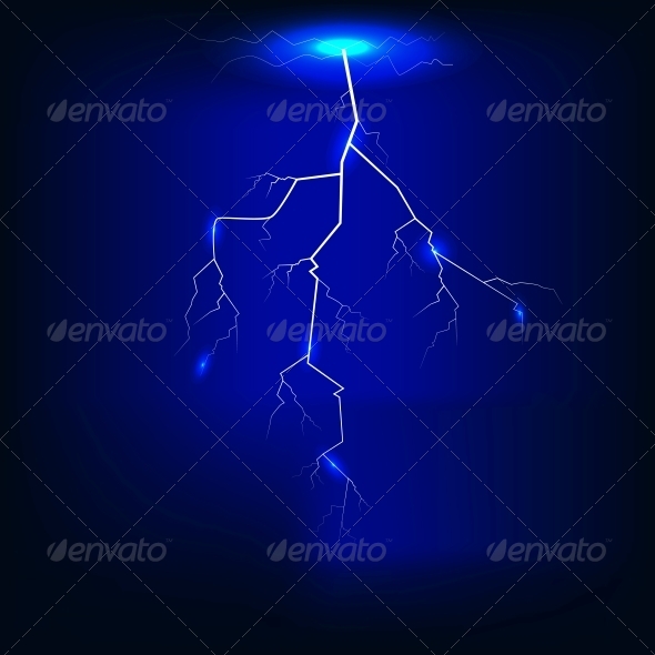 Vector of Lightning on Dark Blue Background - Flowers & Plants Nature