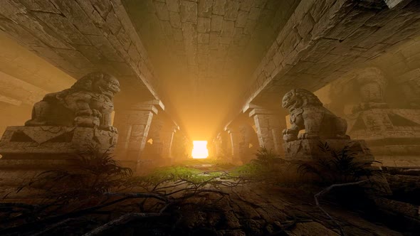 Ancient Tunnel With Sculptures, Motion Graphics | VideoHive