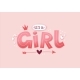 Its a Girl 3d Lettering for Kids Design in Pastel