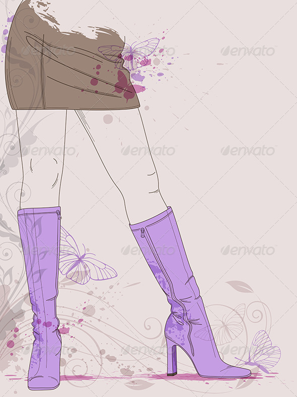 Female Legs in Violet Boots - People Characters
