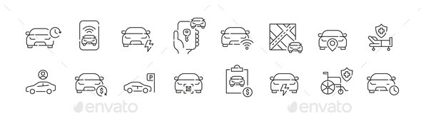 Car Rental Service Icons Set