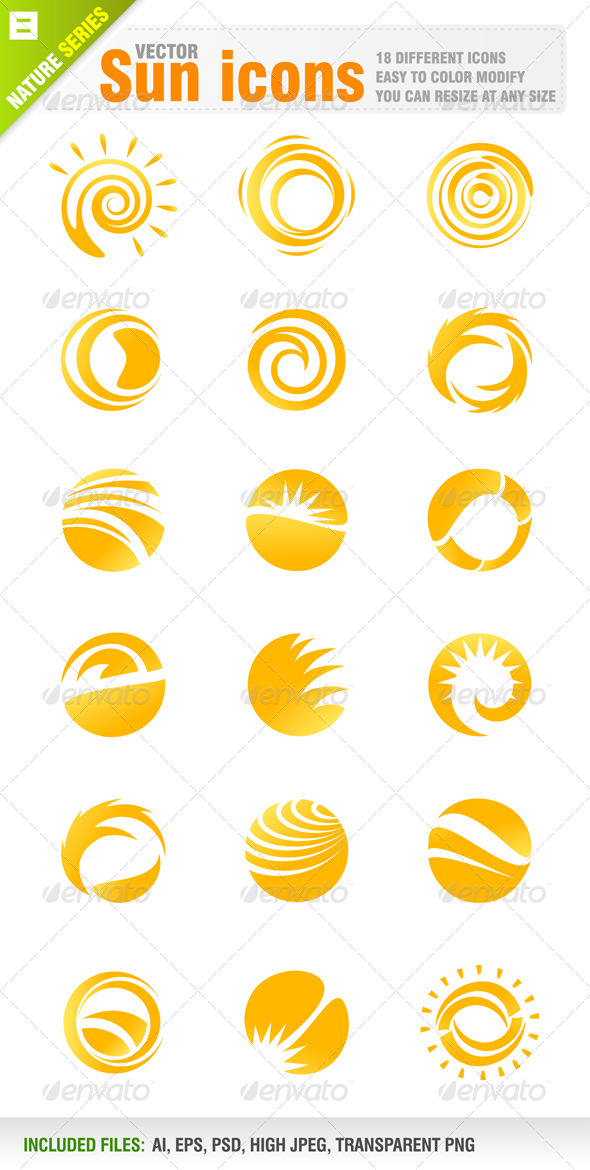 18 Sun Icons - Nature Conceptual