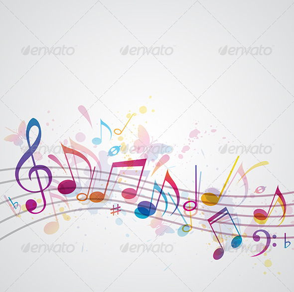 Music Background with Butterflies - Miscellaneous Vectors
