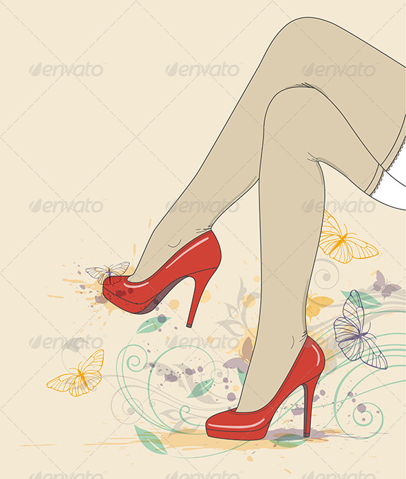 Legs in Red Shoes and Stockings - People Characters